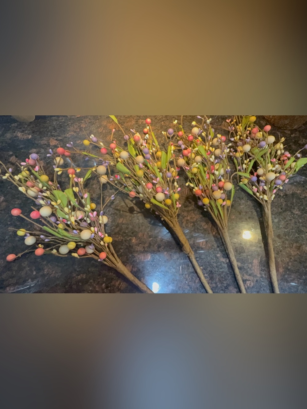 4 Pcs Artificial Easter Stems Pastel Spring Berry Picks 17”